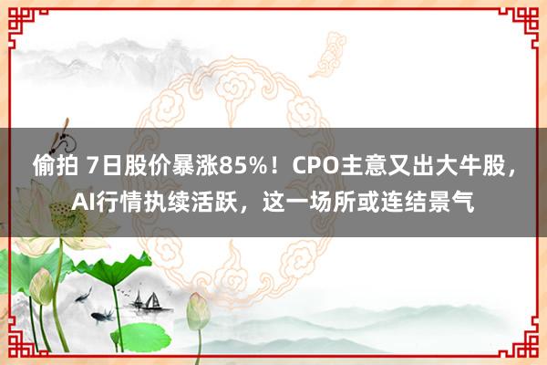偷拍 7日股价暴涨85%！CPO主意又出大牛股，AI行情执续活跃，这一场所或连结景气