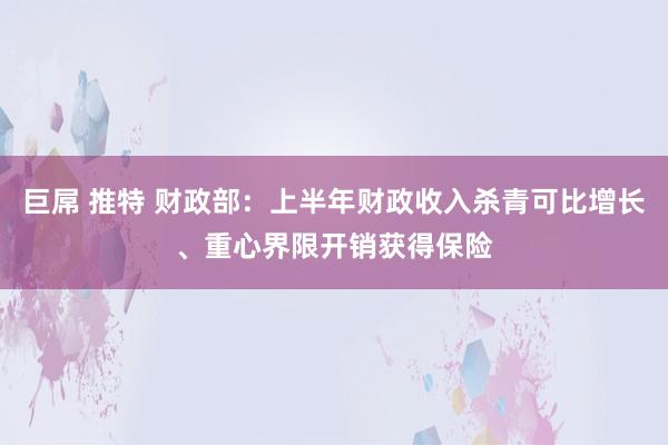 巨屌 推特 财政部：上半年财政收入杀青可比增长、重心界限开销获得保险