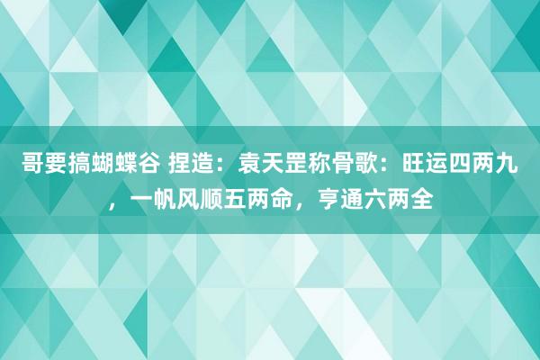 哥要搞蝴蝶谷 捏造：袁天罡称骨歌：旺运四两九，一帆风顺五两命，亨通六两全
