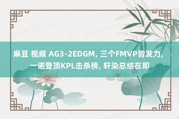 麻豆 视频 AG3-2EDGM, 三个FMVP皆发力, 一诺登顶KPL击杀榜, 轩染总结在即
