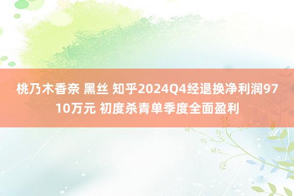 桃乃木香奈 黑丝 知乎2024Q4经退换净利润9710万元 初度杀青单季度全面盈利