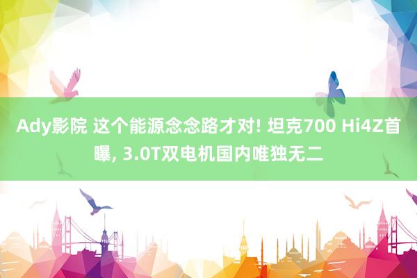 Ady影院 这个能源念念路才对! 坦克700 Hi4Z首曝, 3.0T双电机国内唯独无二