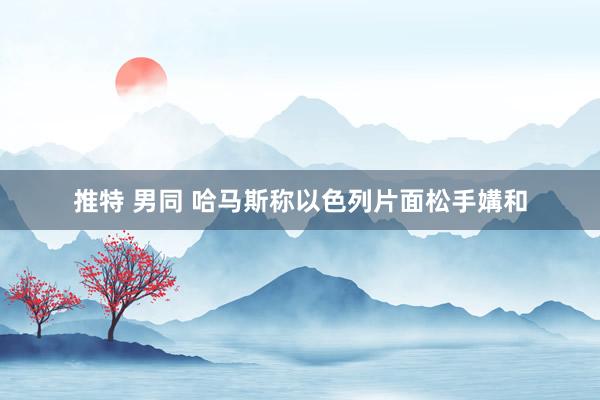 推特 男同 哈马斯称以色列片面松手媾和